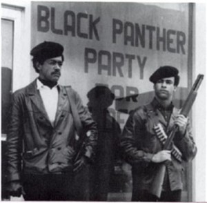 Black-Panther-Party-armed-guards-in-street-shotguns